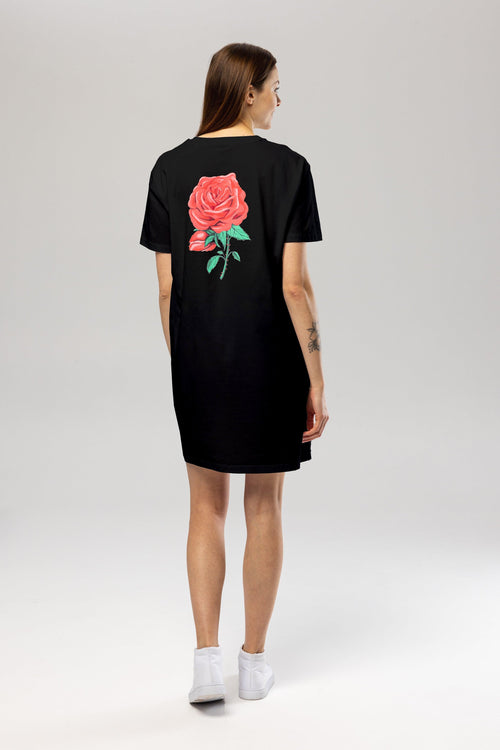 Black Flower T-Shirt Dress