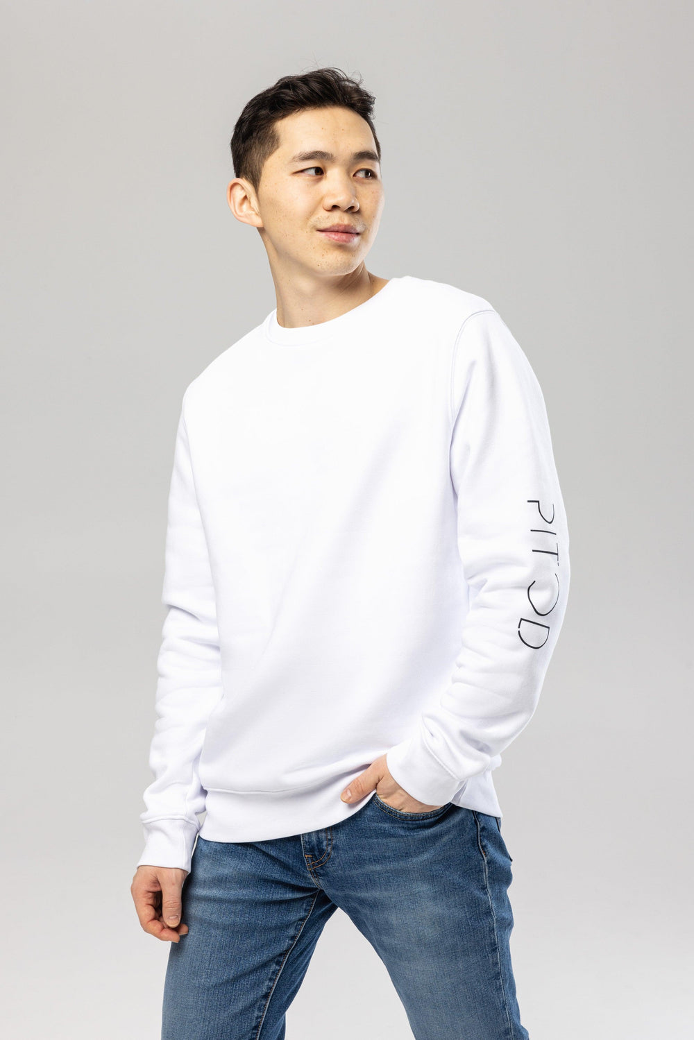 White Pitod Sleeve Sweatshirt