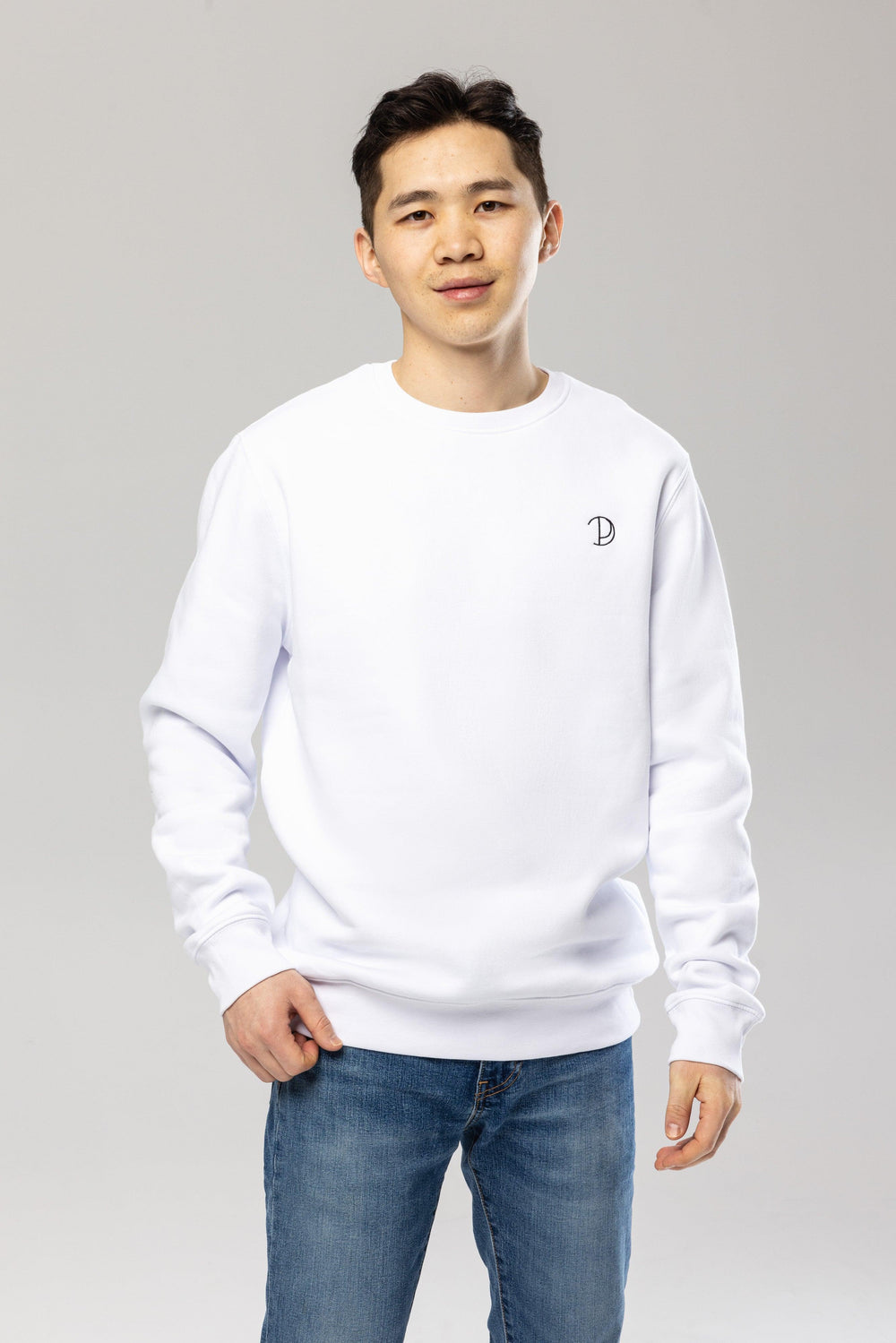 White Embroidered Logo Sweatshirt