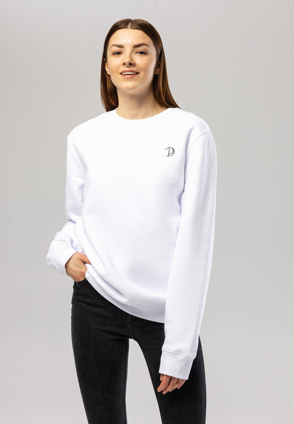 White Embroidered Logo Sweatshirt