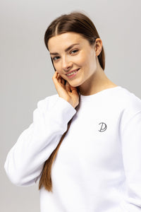 White Embroidered Logo Sweatshirt