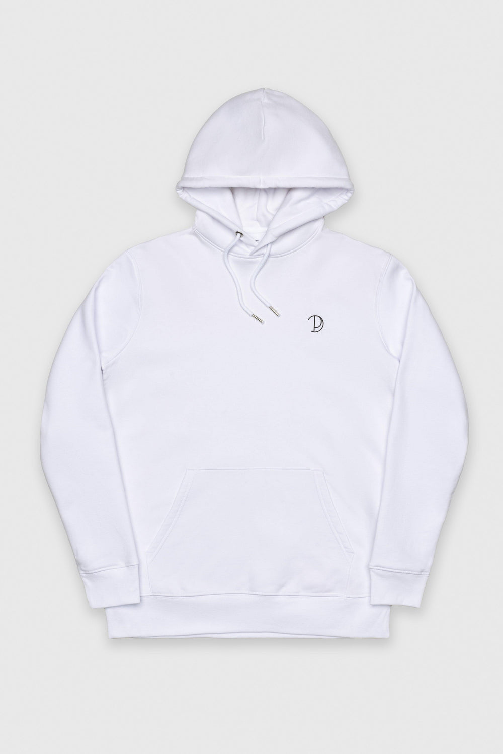 White Embroidered Logo Hoodie