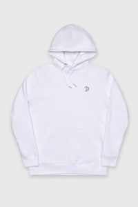 White Embroidered Logo Hoodie