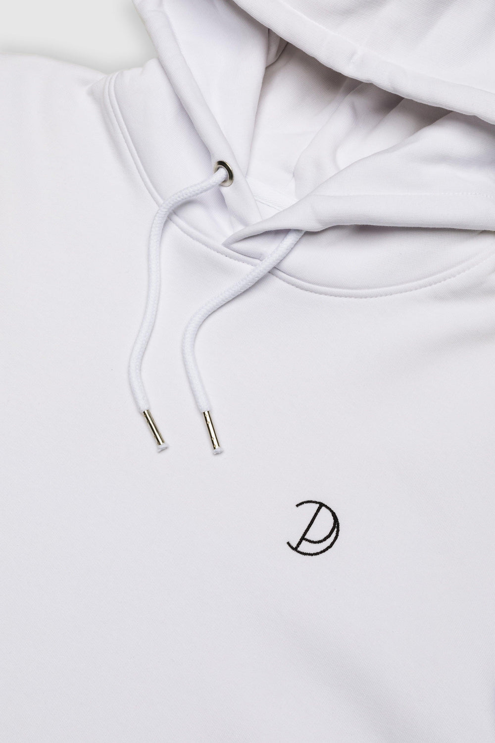 White Embroidered Logo Hoodie