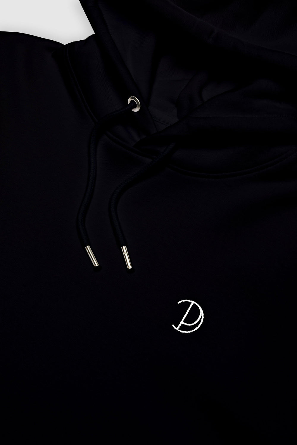 Black Embroidered Logo Hoodie