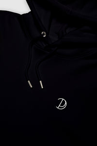 Black Embroidered Logo Hoodie