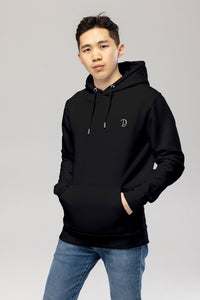 Black Embroidered Logo Hoodie