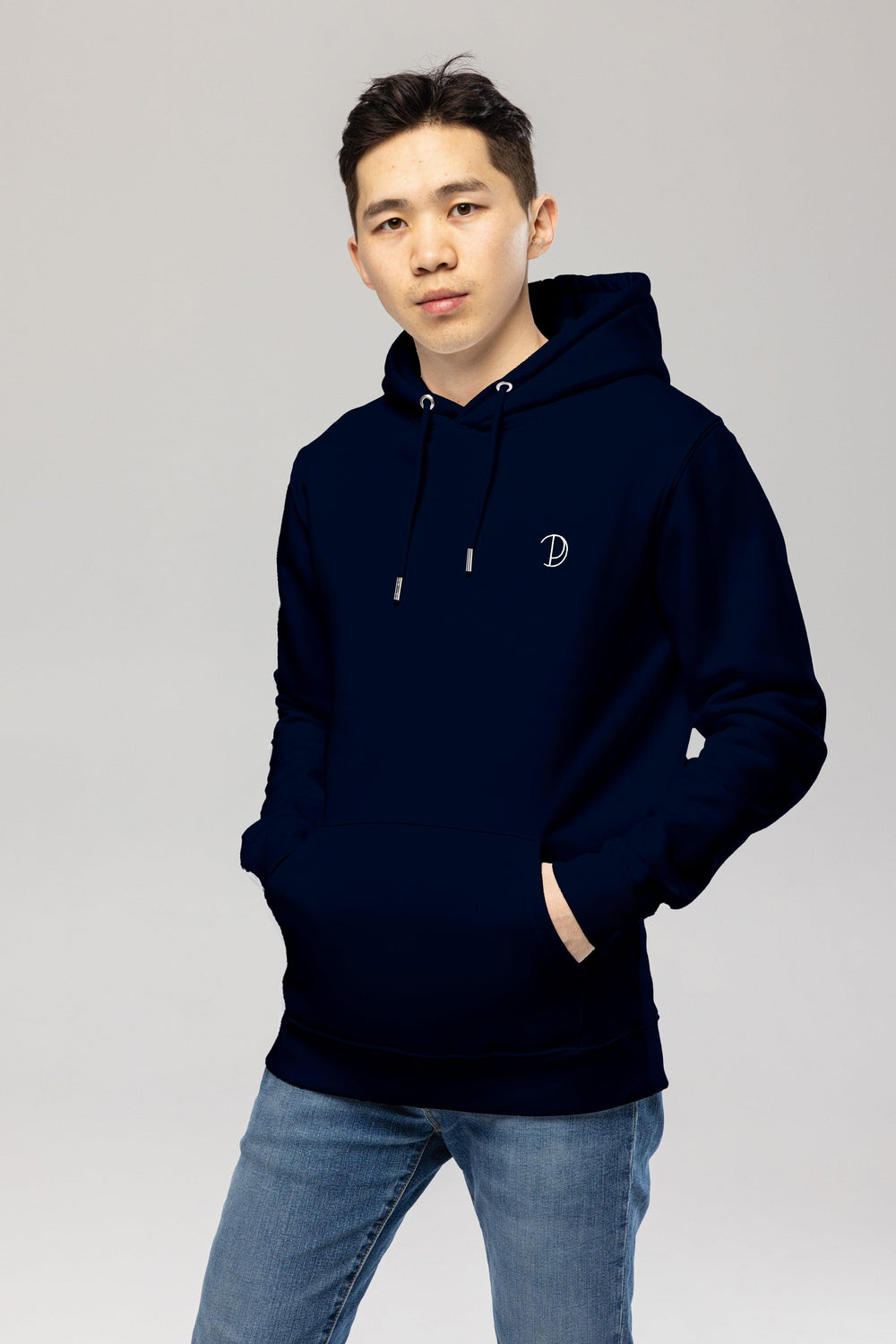 Navy Embroidered Logo Hoodie