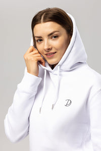 White Embroidered Logo Hoodie