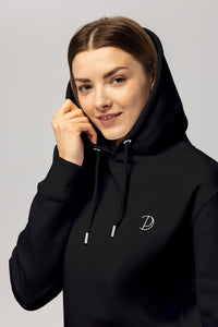 Black Embroidered Logo Hoodie