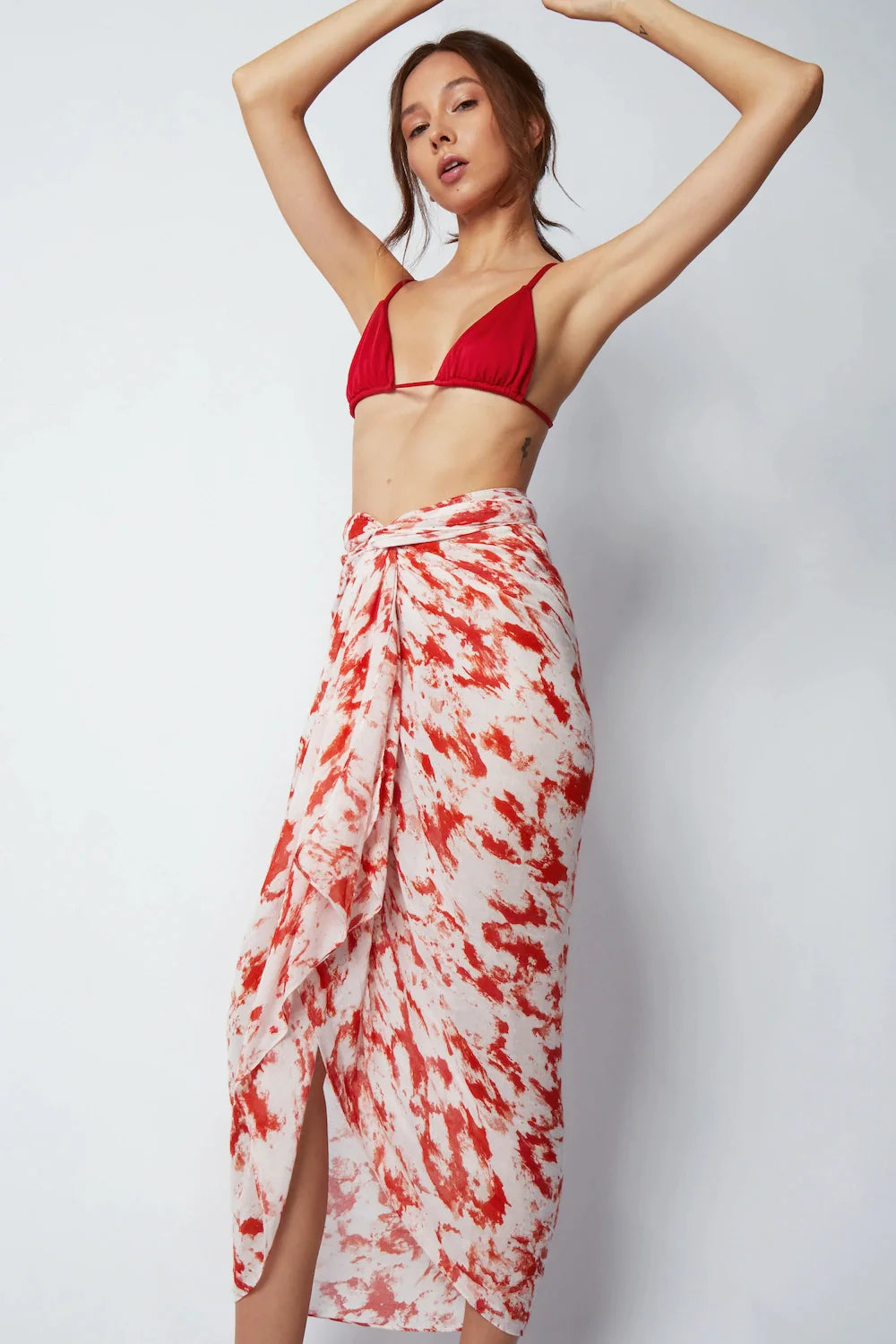 Matera Bamboo Sarong & Scarf - Coral Pink