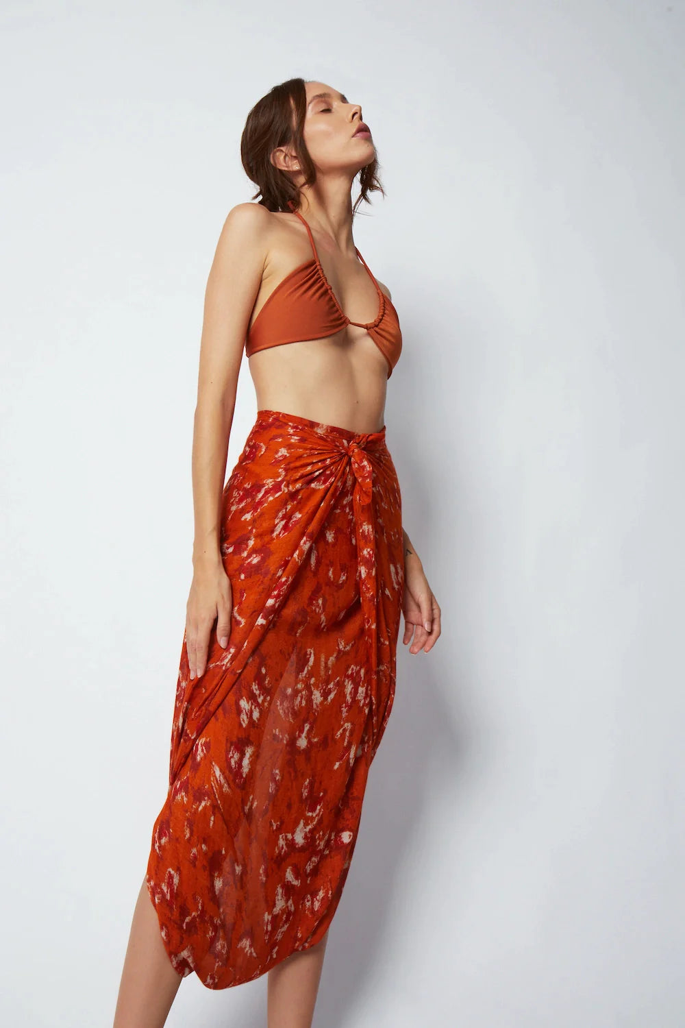 Matera Bamboo Sarong & Scarf - Burnt Orange