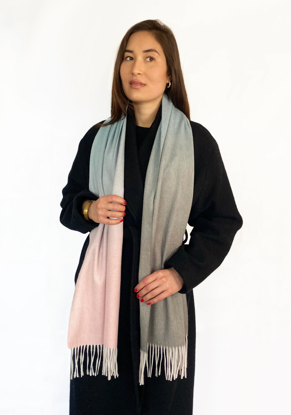 Organic Cashmere Blend Scarf - Ombre Sky