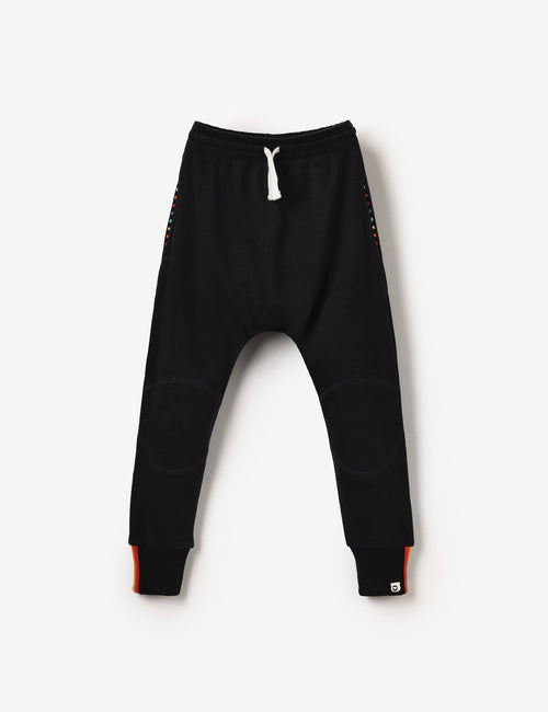 Organic Knee Patch Jersey Joggers - Black Ink