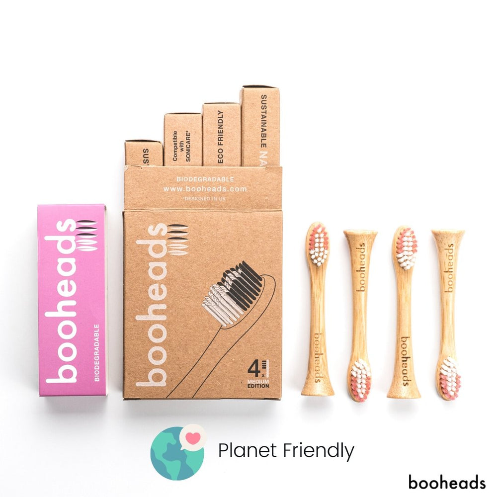 booheads - 4PK - Bamboo Electric Toothbrush Heads - Deep Clean