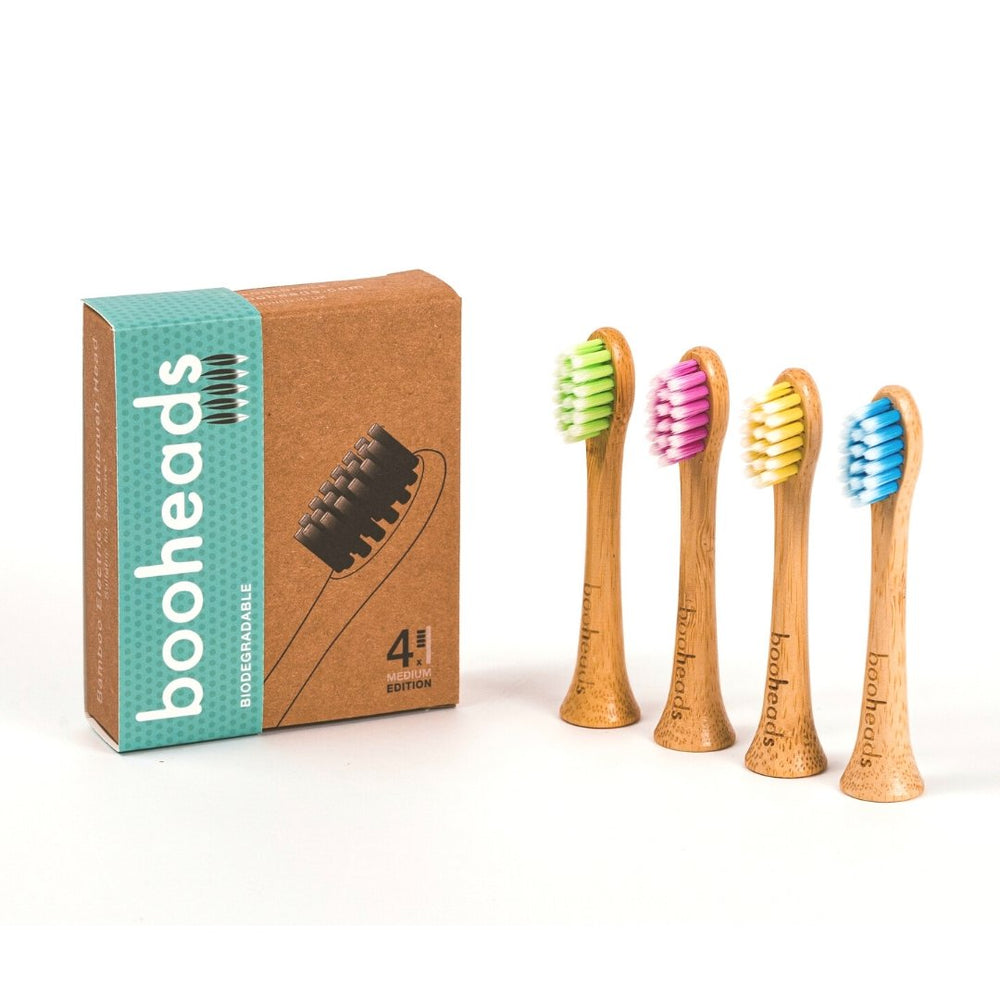 booheads - 4PK - Bamboo Electric Toothbrush Heads - Polish Clean