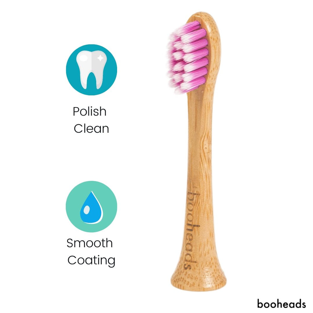 booheads - 4PK - Bamboo Electric Toothbrush Heads - Polish Clean