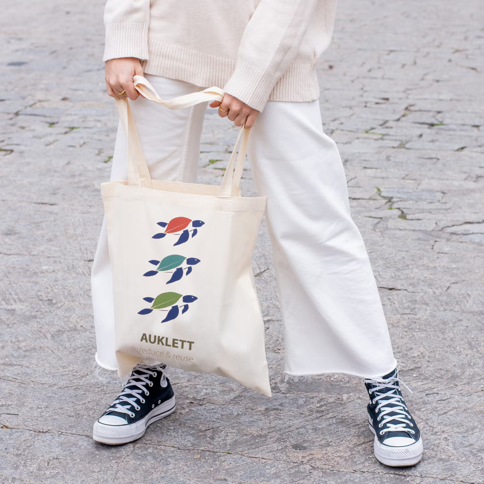 Natural Cotton Turtle Tote Bag